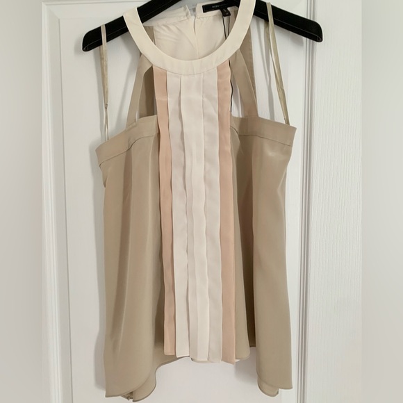 100% Silk Sleeveless Beige and White Halter-Top XS - Picture 5 of 11